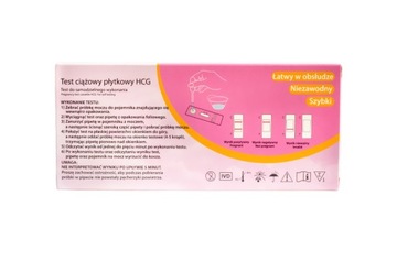 TEST CIĄŻOWY PŁYTKOWY DOMOWY 99,9% CZUŁY 10mlU/ml