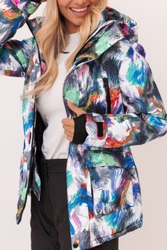 ЦВЕТНАЯ ЗИМНЯЯ ЛЫЖНАЯ КУРТКА ДЛЯ СКЛОНА С САНЯМИ, ЖЕНСКАЯ S