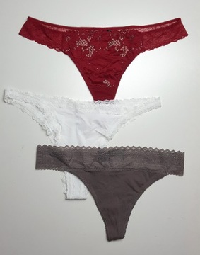 3-PAK Majtki Figi z koronką Brazlian&Thong H&M r.XL