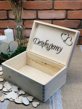 Drewniane pudełko na koperty skrzynka rustykalne