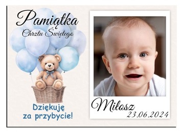 FOTO MAGNES Podziękowania dla gości ze zdjęciem Chrzest Roczek 10x7cm O44