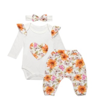 Komplecik niemowlęcy kwiaty r.80 body+spodenki