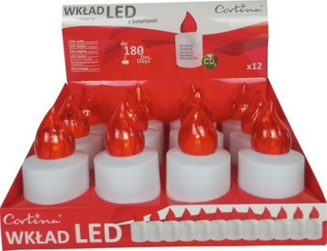 Wkłady LED 180 DNI ZNICZ ELEKTRYCZNY + BATERIE x12
