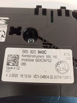 PŘÍSTROJOVÁ DESKA BUDÍKY SKODA KAROQ 565920940C