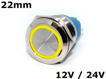 Przycisk Chwilowy Wandaloodporny 12V 24V 22mm Ż