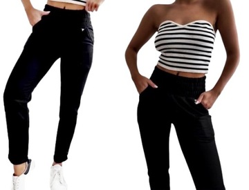 SPODNIE JOGGERY tregginsy dresy WYSOKI STAN WYSZCZUPLAJĄCE W PASIE L/XL 032
