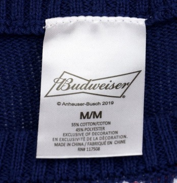 Sweter męski bluza $60 Buweiser Beer Piwo Skarpeta świąteczna Kieszeń Haft