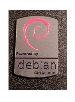 Naklejka Powered by debian wypukła 19x28mm 310b