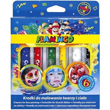 KREDKI DO MALOWANIA TWARZY 6 KOLORÓW FLAMINGO