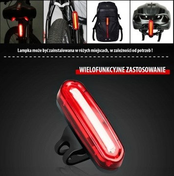 ЗАДНИЙ ВЕЛОСИПЕДНЫЙ ФОНАРЬ LED COB USB МОЩНЫЙ 15H 120LM РЕЖИМЫ ЗАДНЕГО ЛАМПЫ