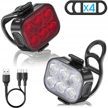 2x SPECTER Q5 6LED USB-C передний и задний велосипедный фонарь