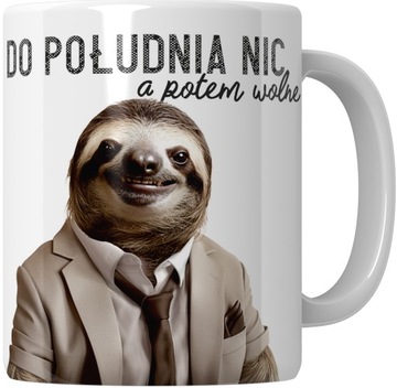 KUBEK z leniwcem LENIWIEC PREZENT DO KAWY PRACY BIURA POŻEGNANIE ZABAWNY
