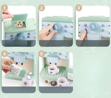 ДЕРЕВЯННАЯ КОФЕМАШИНА ДЛЯ ДЕТЕЙ + АКСЕССУАРЫ ХОРОШАЯ ИГРУШКА НА ПОДАРОК