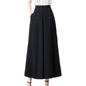 Damskie plisowane, szerokie nogawki z wysokim stanem, 4XL, czarne