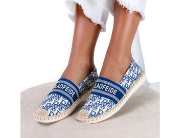ESPADRYLE SLIP ON DAMSKIE Z NAPISAMI PLECIONE r 40