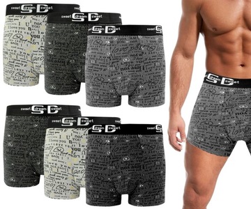 6x BOKSERKI MĘSKIE BAWEŁNIANE BAWEŁNA BAMBUS PREMIUM szary melanż