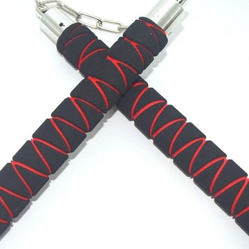 Nunchakus z miękką bronią do sztuk walki Wingchun ze stalowym łańcuchem, czarny czerwony