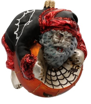 СТЕКЛЯННЫЕ РОЖДЕСТВЕНСКИЕ ШАРЫ Дед Мороз на безделушке 11х10см