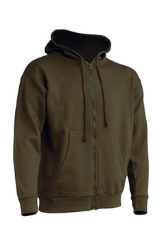 Bluza z kapturem Męska Khaki Zamek Rozpinana Kieszeń Kangur S