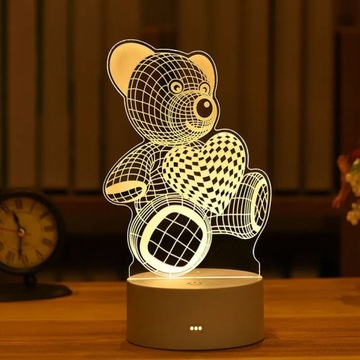 Prezent urodzinowy dla dzieci LED 3D niedźwiedź ak