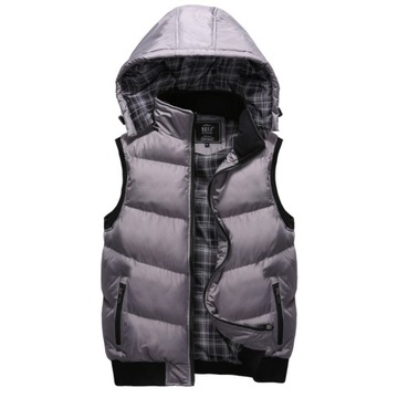 KAMIZELKA MĘSKI Z KAPTUREM BEZRĘKAWNIK PIKOWANY,3XL