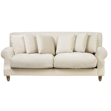 KANAPA SOFA 3-OSOBOWA WELUROWA ZŁAMANA BIEL 186 X 102 CM