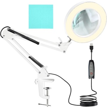 Lampa LED Lupa Kosmetyczna Szkło Powiększające Lampka Biurkowa Kreślarska