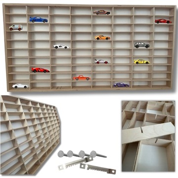 PÓŁKA NA SAMOCHODZIKI AUTKA RESORAKI HOT WHEELS ORGANIZER 80 MIEJSC SKLEJKA