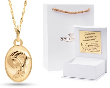 ZŁOTY MEDALIK ŁAŃCUSZEK CHRZEST KOMUNIA ŚWIĘTA 333
