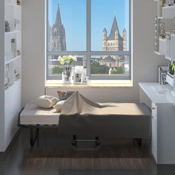 КОМПАКТНАЯ ТВЕРДАЯ СКЛАДНАЯ КРОВАТЬ С МАТРАСОМ ИЗ ПЕНЫ ПАМЯТИ 90Х200СМ