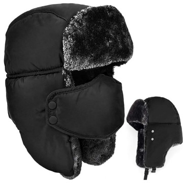 CZAPKA ZIMOWA Z NAUSZNIKI I MASKI MĘSKA 55-60CM