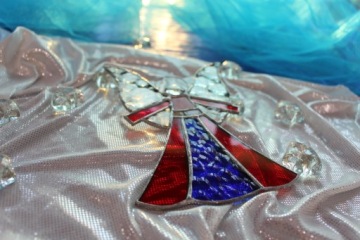 Тиффани витраж ангел красный синий для окна