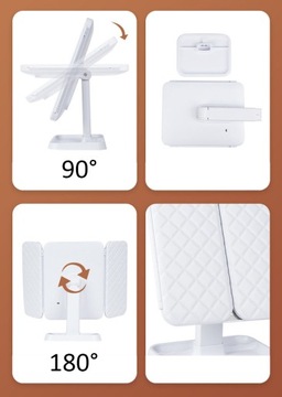 КОСМЕТИЧЕСКОЕ ЗЕРКАЛО СО СВЕТОДИОДНОЙ ПОДСВЕТКОЙ СКЛАДНОЕ ЗЕРКАЛО ДЛЯ МАКИЯЖА ПРЕМИУМ-ПРЕМИУМ