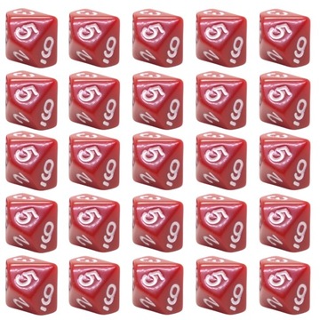 ZESTAW 25 KOSTEK K10 RPG KOŚĆ CZERWONA 0-9