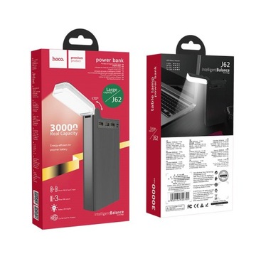 MOCNY POWERBANK HOCO POWER BANK 30000 mAh 3xUSB | Z ZAMPKĄ LED