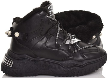 DAMSKIE BUTY ZIMOWE OCIEPLANE ŚNIEGOWCE CZARNE