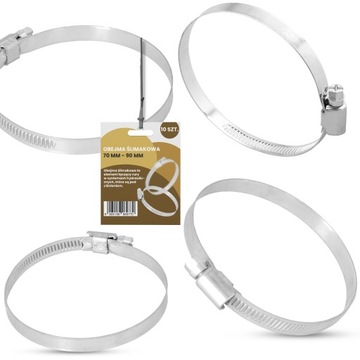 10x Obejma Ślimakowa OPASKA ZACISKOWA 70-90 mm Metalowa SKRĘCANA Cybant