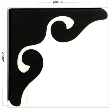 угловой кронштейн, декоративный металлический кронштейн 200х200мм черный