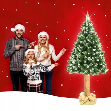 CHOINKA 3D SZTUCZNA OŚNIEŻONA NA PNIU ŚWIĄTECZNA SOSNA DIAMENTOWA GĘSTA 180