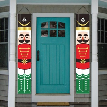 Баннер с рождественскими украшениями, вывеска на рождественском крыльце, подвесной баннер в стиле C