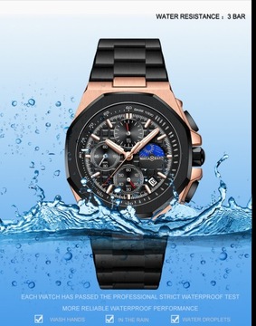 Multifunctional waterproof watch Men's watch with stainless steel strap C4