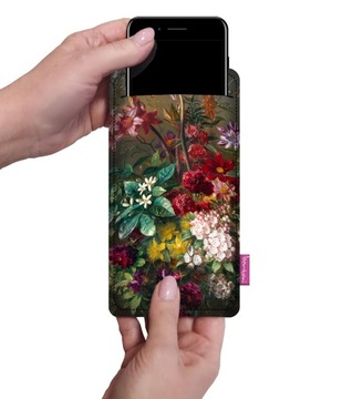 Etui na smartfon, telefon BERTONI filcowe nadruk Bukiet 100x175 mm