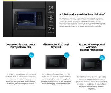 Kuchenka mikrofalowa do zabudowy SAMSUNG MS23A7013AB 23l 800W