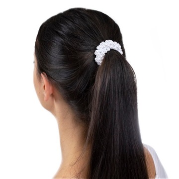 GUMKA DO WŁOSÓW perłowa PERŁY rozciągliwa BIAŁA