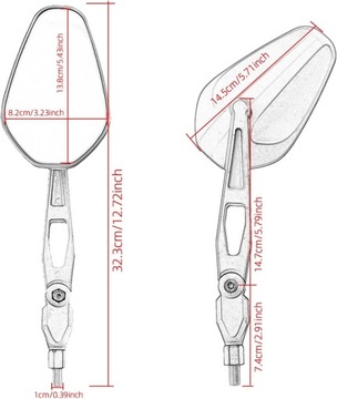 УНИВЕРСАЛЬНЫЕ СКЛАДНЫЕ РЕГУЛИРУЕМЫЕ ЗЕРКАЛА NAKED STREET TRIUMPH DUCATI KTM