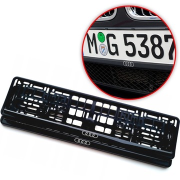 ŚWIETNA RAMKA NA TABLICĘ REJESTRACYJNĄ AUDI NADRUK ŻEL 2 szt. PREMIUM