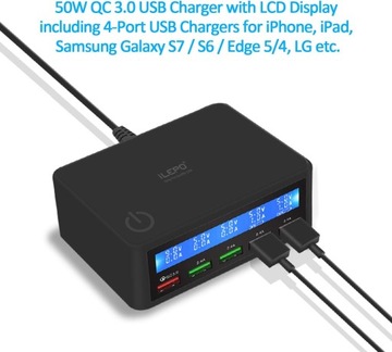 iLEPO 818 USB-зарядное устройство, 5-портовая станция QC3.0