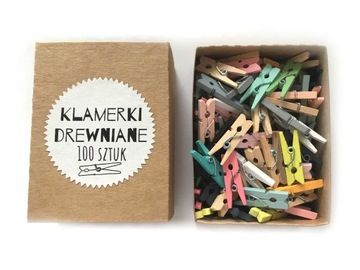 Sznurek jutowy 45m klamerki drewniane 2,5cm 100szt