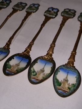 Ленинградские эмалированные латунные ложки, набор из 6 шт.