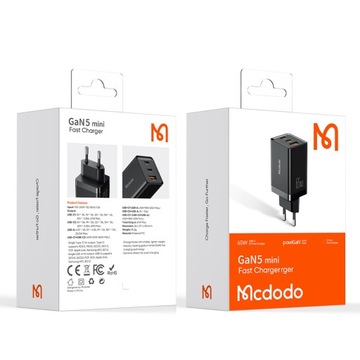 MCDODO GaN 5 PRO БЫСТРОЕ ЗАРЯДНОЕ УСТРОЙСТВО USB-C USB-A 65 Вт